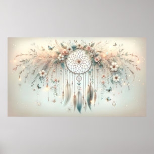 Pastel Floral Butterfly Dreamcatcher Poster