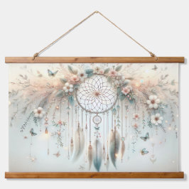 Pastel Floral Butterfly Dreamcatcher Wandteppich Mit Holzrahmen