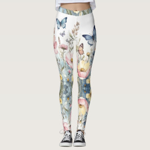 Pastel Floral & Butterfly Muster - Naturliebhaber Leggings