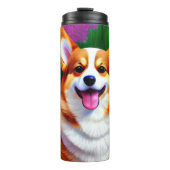 Pastel Floral Corgi Thermosbecher (Vorderseite)