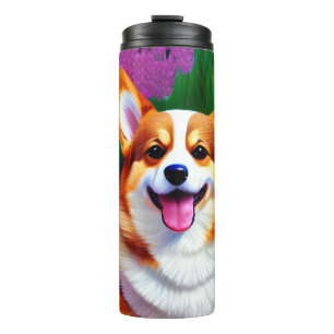 Pastel Floral Corgi Thermosbecher