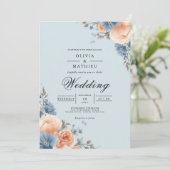 Pastel Floral Corner Wedding Einladung (Stehend Vorderseite)