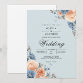 Pastel Floral Corner Wedding Einladung (Vorne/Hinten)