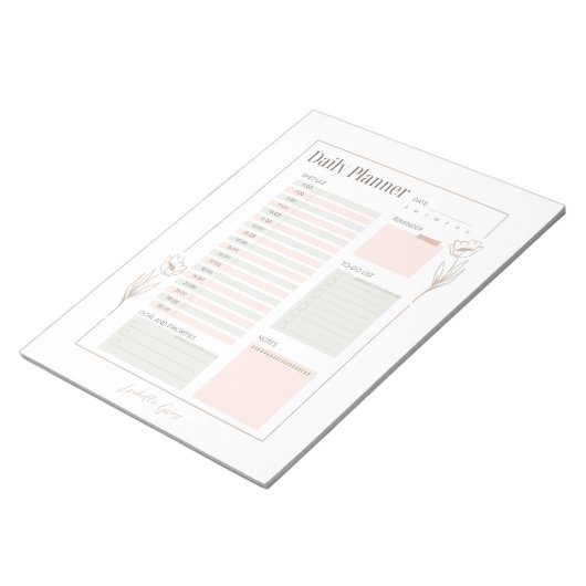 Pastel Floral Daily Planner Notizblock (angewinkelt)