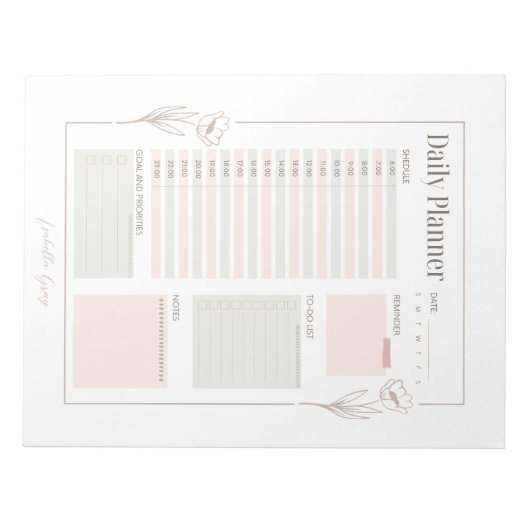 Pastel Floral Daily Planner Notizblock (Vorderseite)