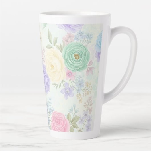 Pastel Floral Design Latte Tasse (Rechts)