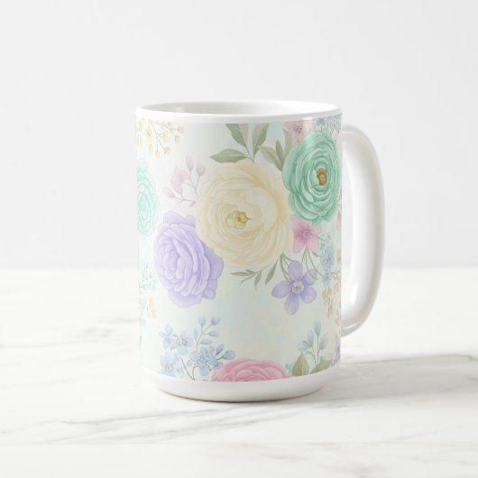 Pastel Floral Design Tasse (VorderseiteRechts)