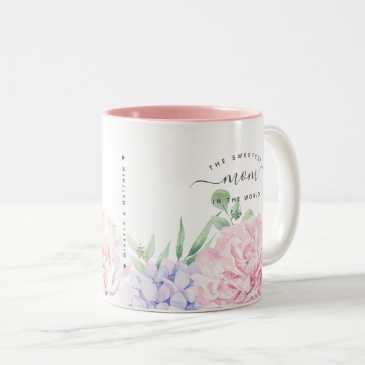 Pastel Floral | Die beste Mama der Welt Zweifarbige Tasse (VorderseiteRechts)