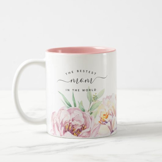Pastel Floral | Die beste Mama der Welt Zweifarbige Tasse (Links)
