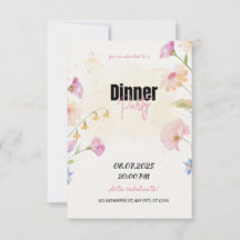 Pastel Floral Dinner Party Einladung