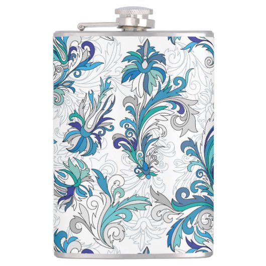 Pastel Floral Doodle Vintages Muster. Flachmann (Vorderseite)