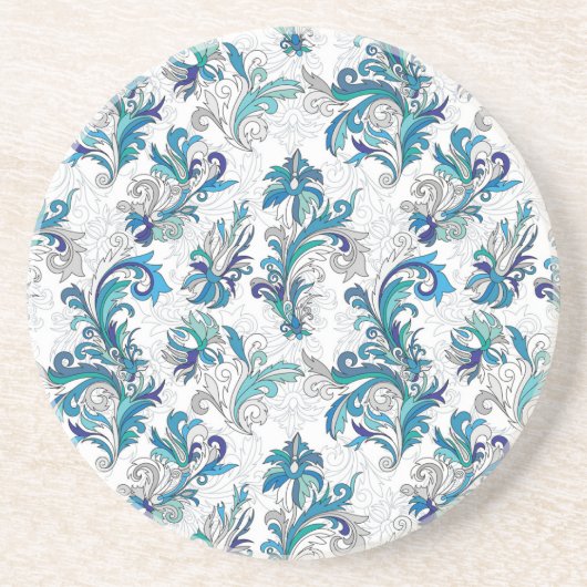 Pastel Floral Doodle Vintages Muster. Getränkeuntersetzer (Vorne)