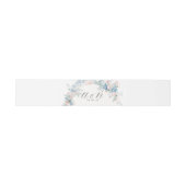 Pastel Floral Dusty Blue Peach Monogram Wedding Einladungsbanderole (Flach)
