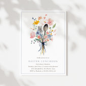 Pastel Floral Easter Luncheon Elegant Einladung