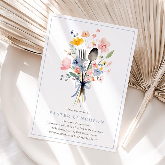Pastel Floral Easter Luncheon Elegant Einladung