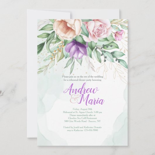 Pastel Floral Einladung (Vorderseite)