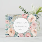Pastel Floral Elegance Wedding Dankeskarte (Stehend Vorderseite)