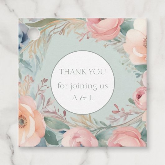 Pastel Floral Elegance Wedding Geschenkanhänger (Vorderseite)