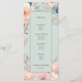 Pastel Floral Elegance Wedding Menükarte