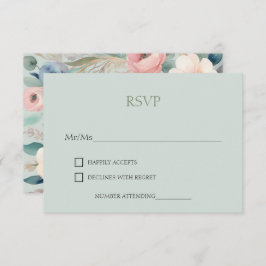 Pastel Floral Elegance Wedding RSVP Karte
