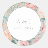 Pastel Floral Elegance Wedding Runder Aufkleber (Vorderseite)