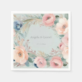 Pastel Floral Elegance Wedding Serviette