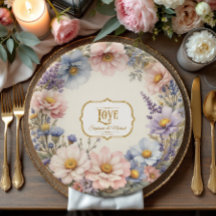 Pastel Floral Elegante Watercolor Pink Blau n Gold