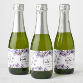 Pastel Floral | Elegantes Wasserfarben-Brautparty Schaumweinetikett