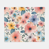 Pastel Floral Fantasy Fleecedecke (Vorderseite (Horizontal))