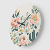 Pastel Floral Fiesta Große Wanduhr (Winkel)