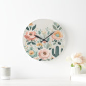 Pastel Floral Fiesta Große Wanduhr (Zuhause)