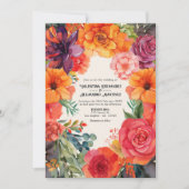 Pastel Floral Fiesta Hochzeit mit Details QR Code Einladung (Vorderseite)