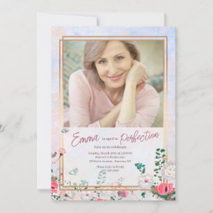Pastel Floral Foto Geburtstag Einladung