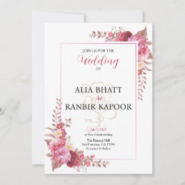 Pastel Floral Frame Indian Wedding Einladung