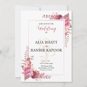 Pastel Floral Frame Indian Wedding Einladung