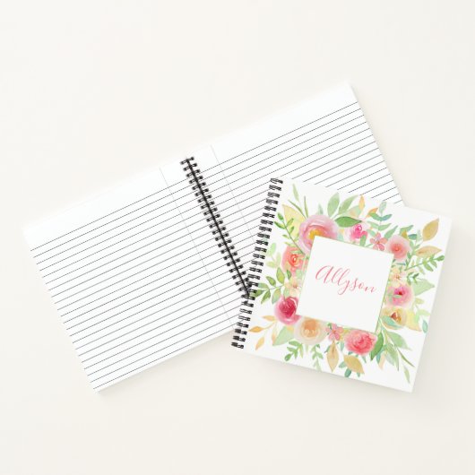 Pastel Floral Frame Spiral Notebook Notizblock (Innenseite)