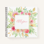 Pastel Floral Frame Spiral Notebook Notizblock (Vorderseite)