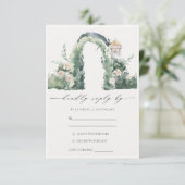 Pastel Floral Garden Arch Botanische Hochzeit RSVP Begleitkarte (Stehend Vorderseite)
