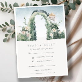 Pastel Floral Garden Arch Botanische Hochzeit RSVP Begleitkarte