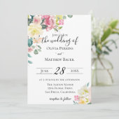 Pastel Floral Garden Hochzeit Einladung (Stehend Vorderseite)