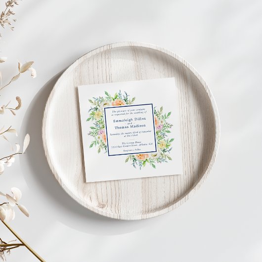 Pastel Floral Garden Wasserfarbenhochzeit Einladung