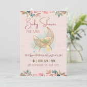 Pastel Floral Girl Babydusche arabisch \islamisch Einladung (Stehend Vorderseite)