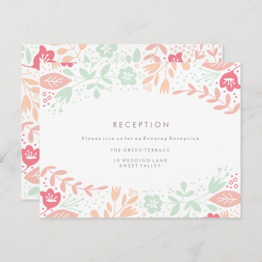 Pastel floral Grace Wedding Card Einladung (Vorne/Hinten)