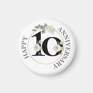Pastel Floral Happy 10. Jahrestag Magnet