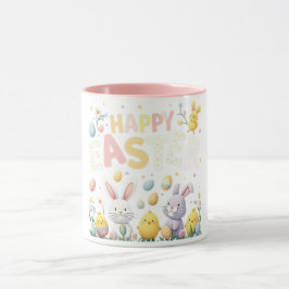 Pastel Floral Happy Osterfest Sonnen und Hühner Tasse