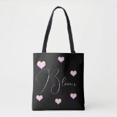 Pastel Floral Heart Black Tasche (Vorderseite)