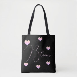 Pastel Floral Heart Black Tasche