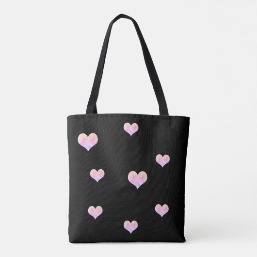 Pastel Floral Heart Black Tasche (Rückseite)