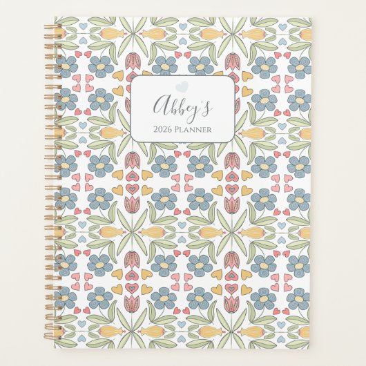 Pastel Floral & Heart Planner for Teens & Tweens Planer (Vorderseite)