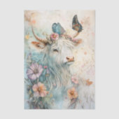 Pastel Floral Highland Cow Decoupage Seidenpapier (Vorderseite)